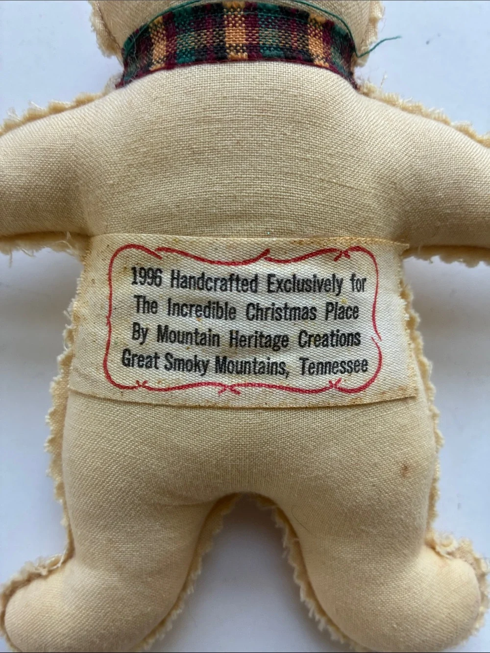 Handmade 1996 Holiday Gingerbread Doll with Scarf